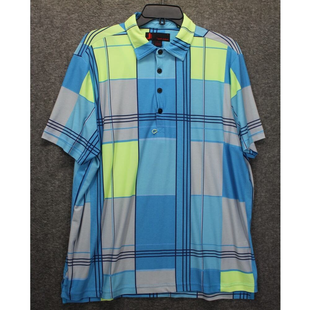Mens Jamie Sadock Polo Size Large Blue green Print Stretch